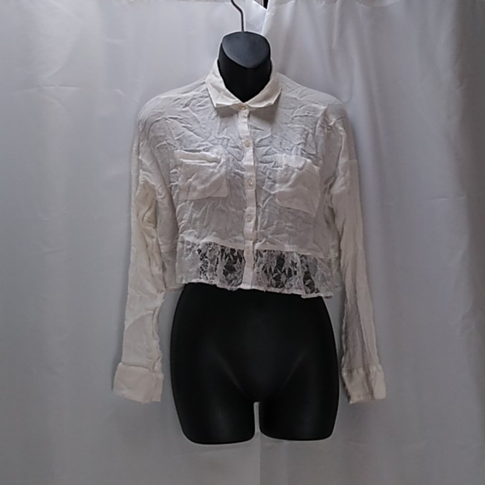 Hollister white lace crop top